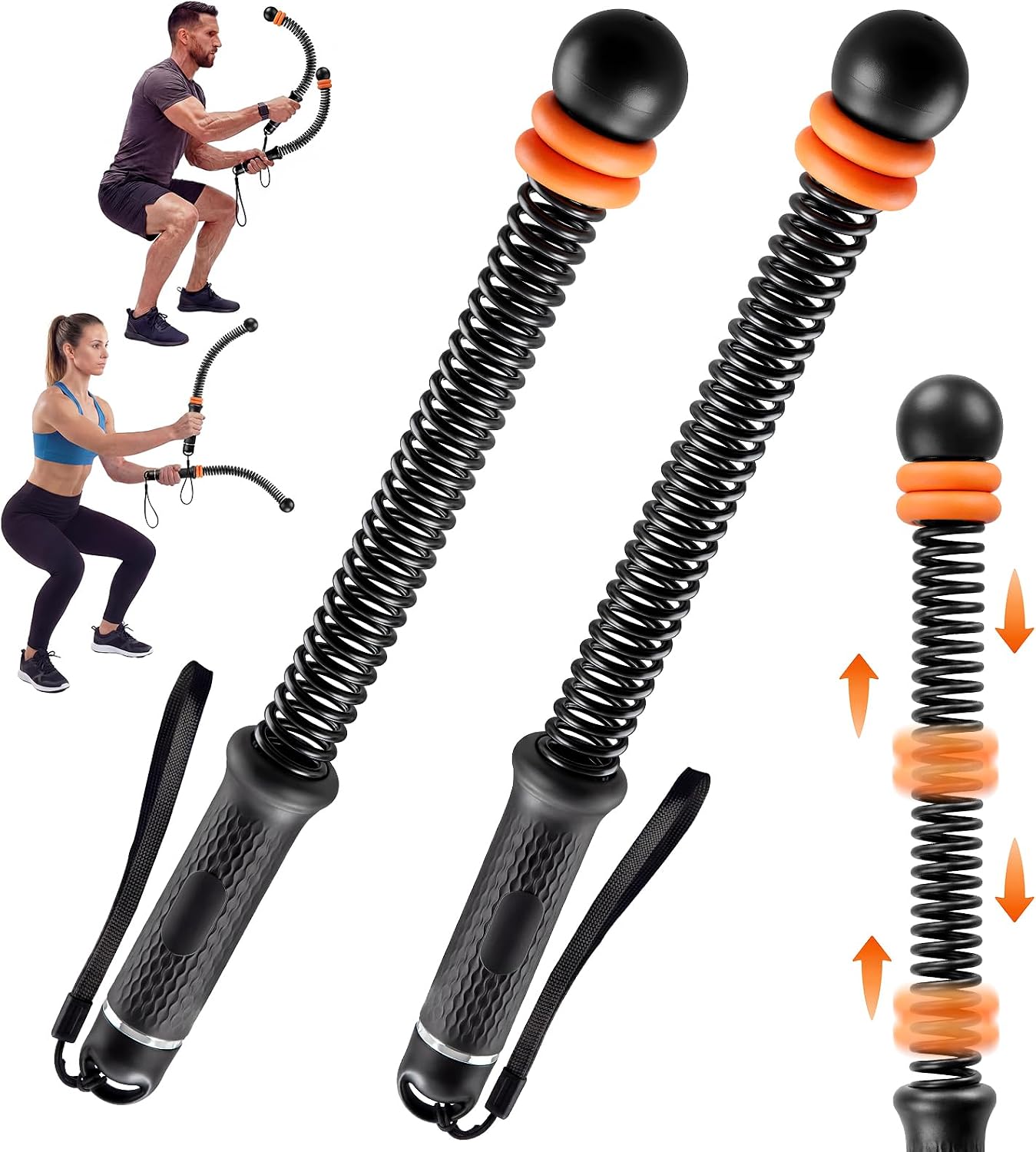 Home Gym Portable - 調節可能なロープレスバトルロープ、ホームジム用コードレストレーニングロープ、男性と女性向けのフィットネス機器、筋力増強、HIIT、低衝撃エアロビックトレーニング用のポータブルアームエクササイズロープ（ブラック）
