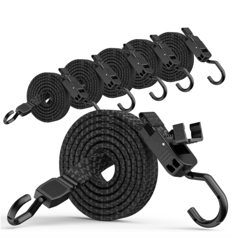 Resistance Band Heavy - 金属フック付きバンジーコード 40インチ調整可能なフラットバンジーストラップ、自転車ラック、アウトドア、キャンプ、庭用の高耐久性弾性コード