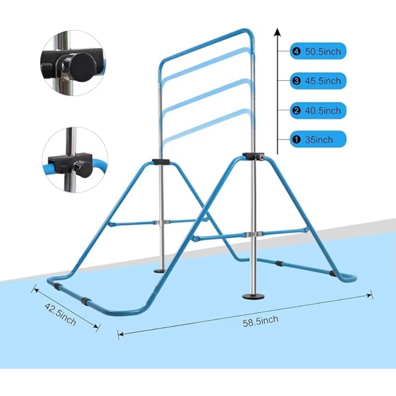 Home Gym Floor - 調整可能な室内ホームジムフィットネス水平フロアーバー青色スチール素材平行棒