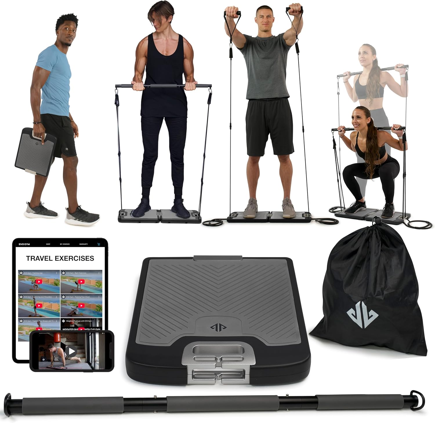 Home Gym Portable - オールインワンポータブルホームジム：10～320ポンドの抵抗バンドセット、筋力トレーニング、旅行、自宅トレーニングに最適