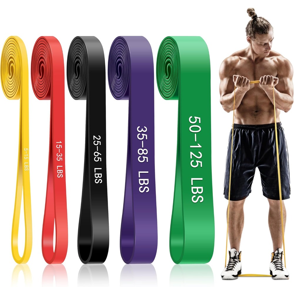 Resistance Band Heavy - プルアップアシスタンスバンド、5段階の抵抗バンド（トレーニング用）、プルアップバンド（男女兼用）、全身エクササイズバンド