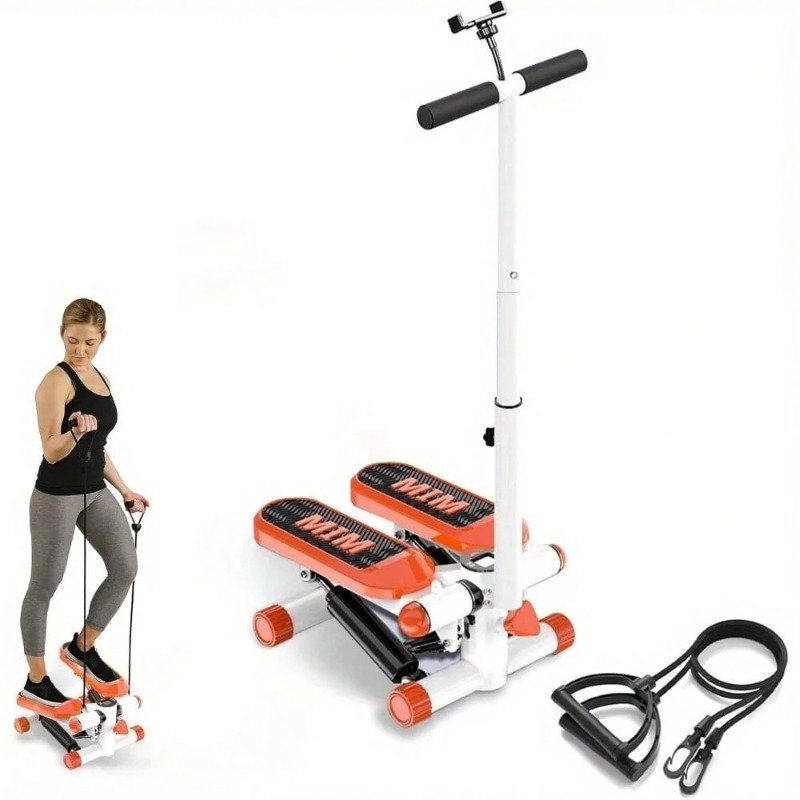 Home Gym Portable - 抵抗バンド付きミニステッパー – 高さ調節可能 350LB フィットネスステッパーマシン ホームジム用、ポータブルカーディオトレーニング機器