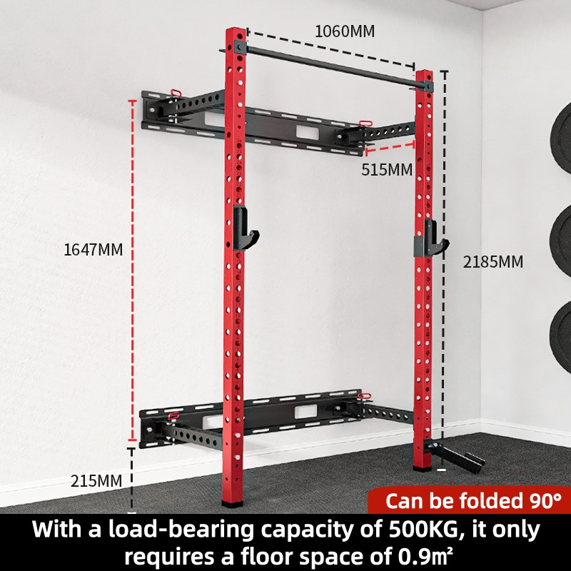 Home Gym Luxury Design - 調整可能なパワーケージ壁掛け式折りたたみハーフスクワットラックマルチグリップデザインホームジム筋力トレーニングフィットネス機器