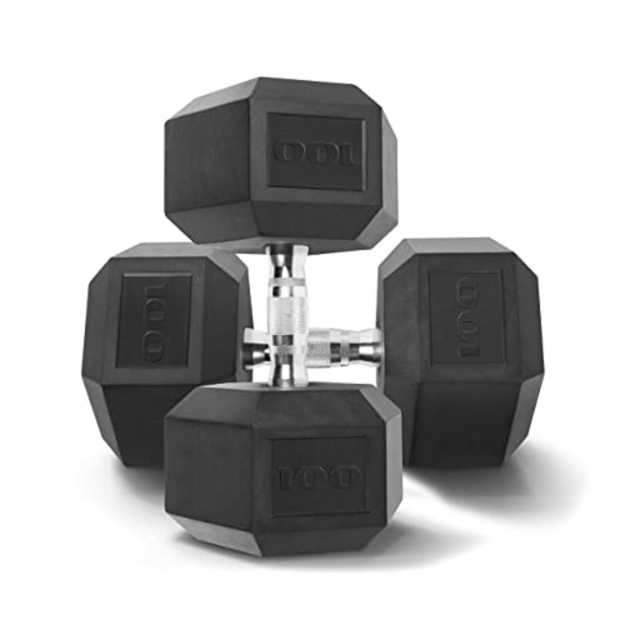 Home Gym Body Solid - ゴムコーティングされたソリッドスチール鋳鉄六角ダンベル（黒）ペア、筋肉強化と全身ワークアウト、ホームジム、筋力トレーニング用