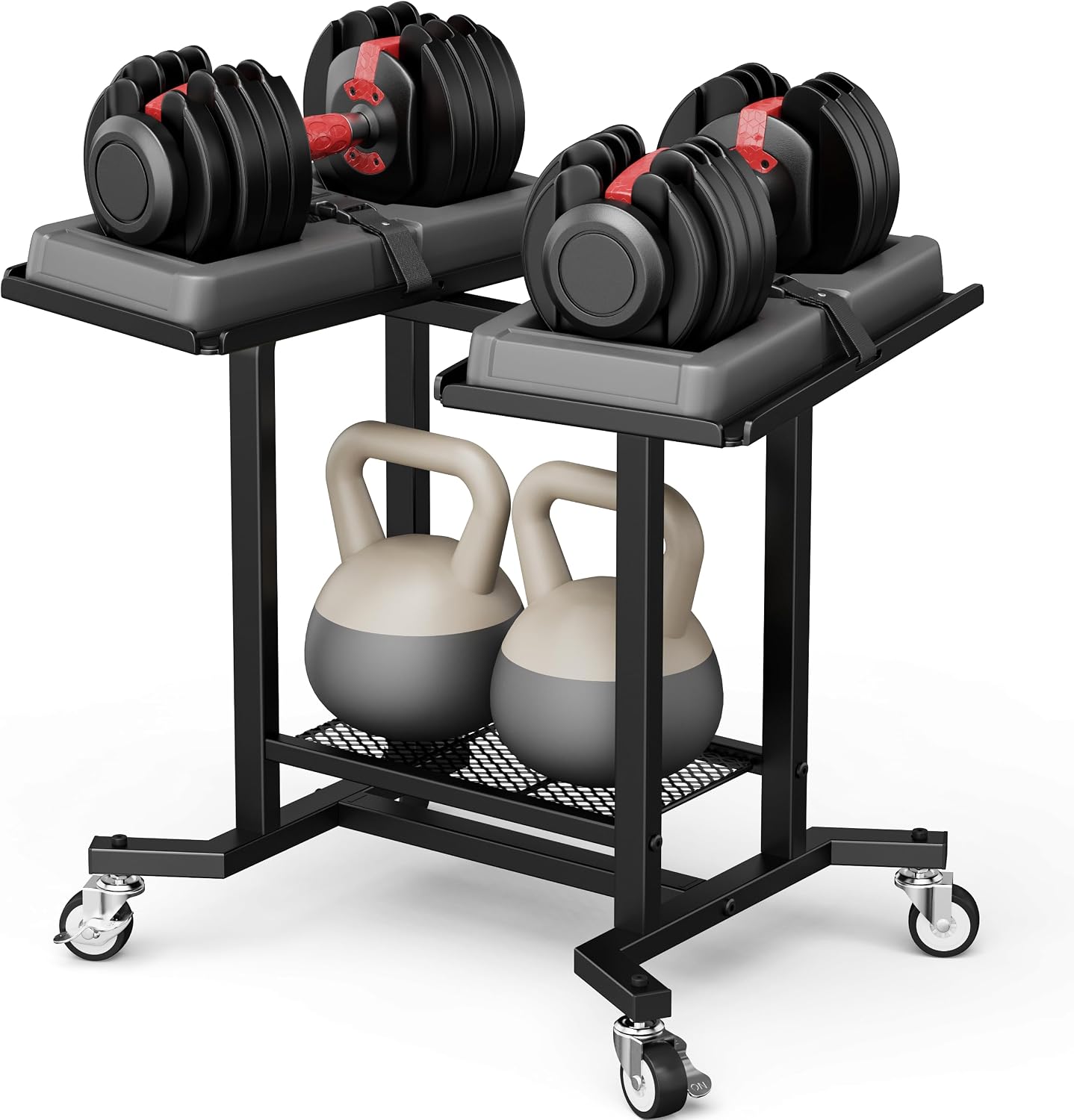 Home Gym Floor - 調節可能なダンベルラックスタンド ウェイトフレーム ヘビーデューティーメタルエクササイズカート 収納ホルダー フロアディスプレイラック コンパクトダンベルベーススタンドオーガナイザー