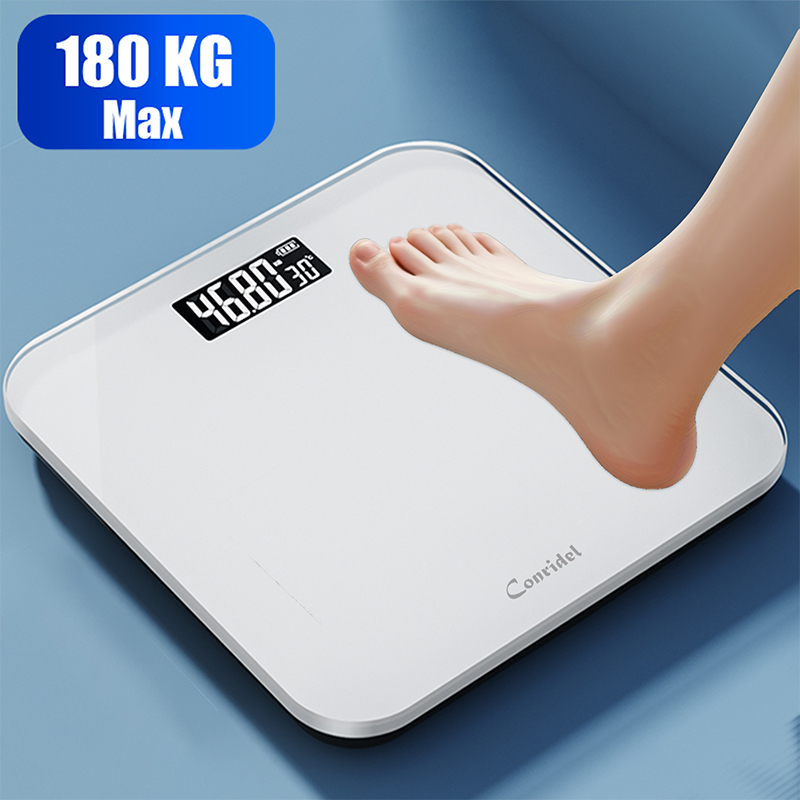 Home Gym Body Solid - Conridel 高精度デジタル体重計、デジタルディスプレイ、体重計、ホームジムフィットネスモニタリング、最大容量 400LB/180kg、電池式、超ワイドプラットフォーム、高強度強化ガラス素材