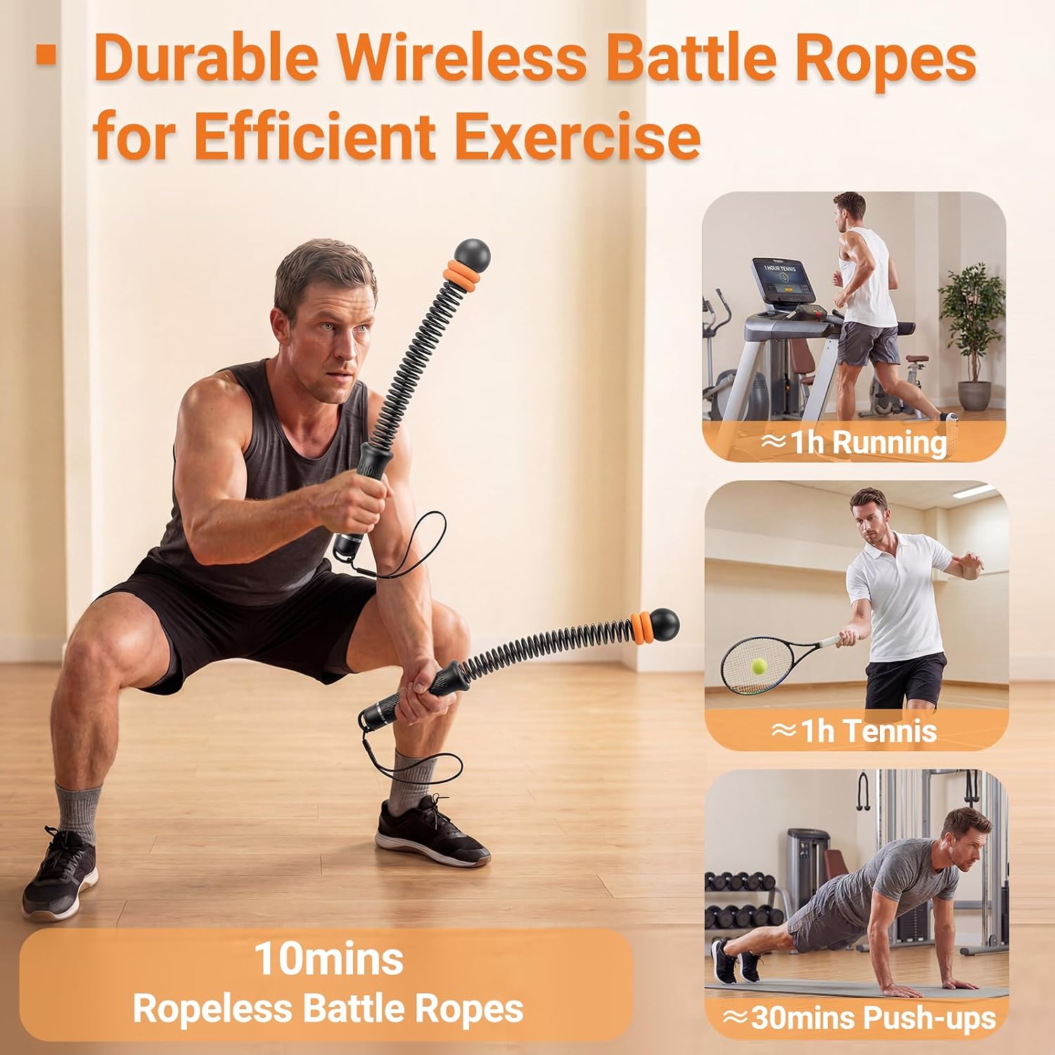 調節可能なロープレスバトルロープ、ホームジム用コードレストレ - Home Gym Portable のレビューと価格