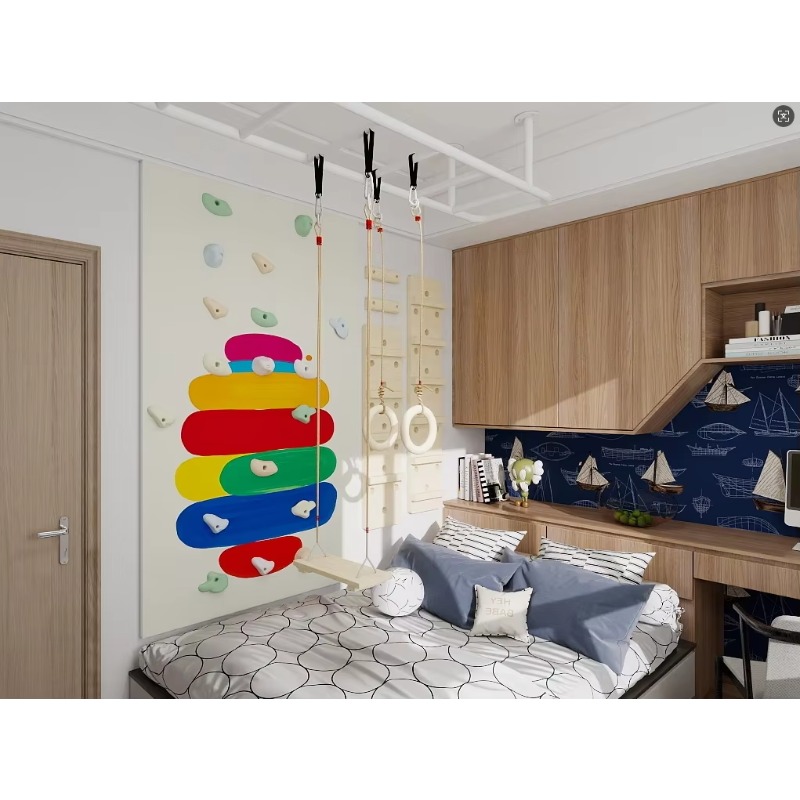 子供用室内合板製クライミングウォールジム、幼児用ブランコ、は - Home Gym Kids のレビューと価格