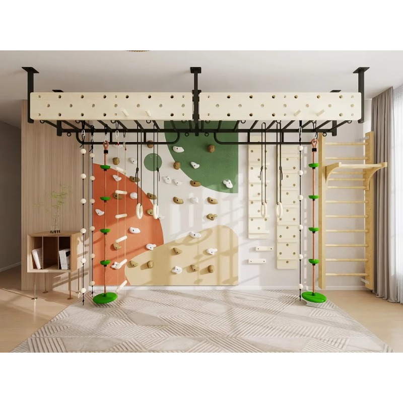 子供用室内合板製クライミングウォールジム、幼児用ブランコ、は - Home Gym Kids のレビューと価格