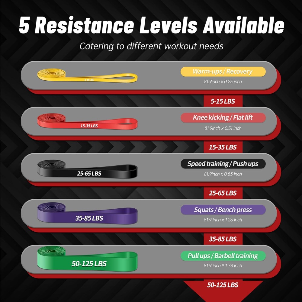 プルアップアシスタンスバンド、5段階の抵抗バンド（トレーニン - Resistance Band Heavy のレビューと価格
