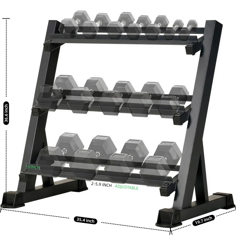 3段調節可能なダンベルラック（35.4インチ/90cm）、1 - Home Gym Floor のレビューと価格