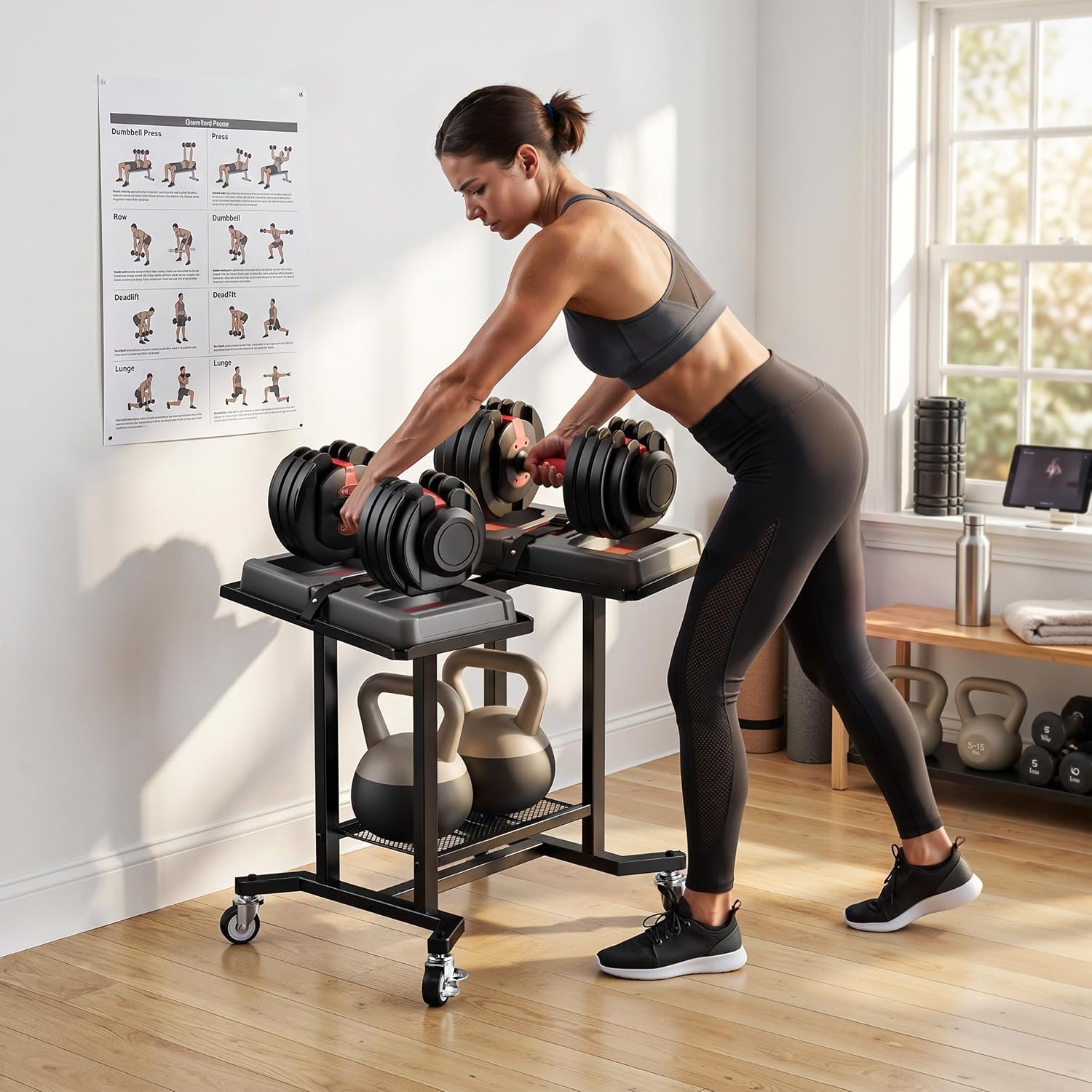 調節可能なダンベルラックスタンド ウェイトフレーム ヘビーデ - Home Gym Floor のレビューと価格
