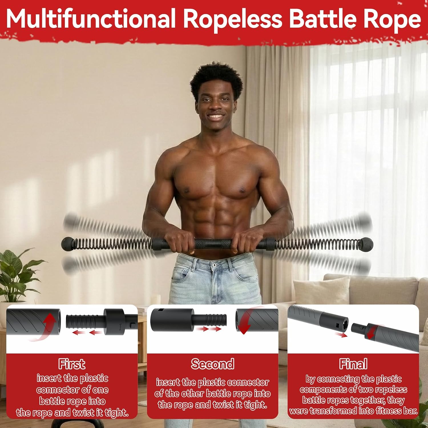 2-in-1アップグレード版コードレスバトルロープパワーツイ - Home Gym Portable のレビューと価格